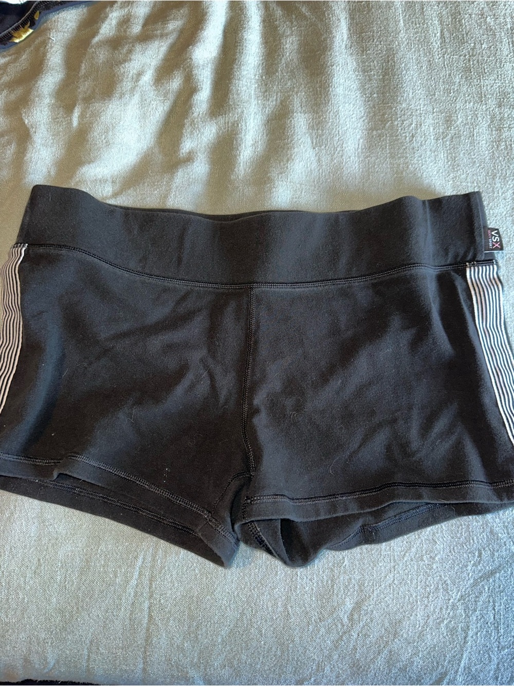 VSX Black Bike Shorts with White Striped Side Panels- Cotton